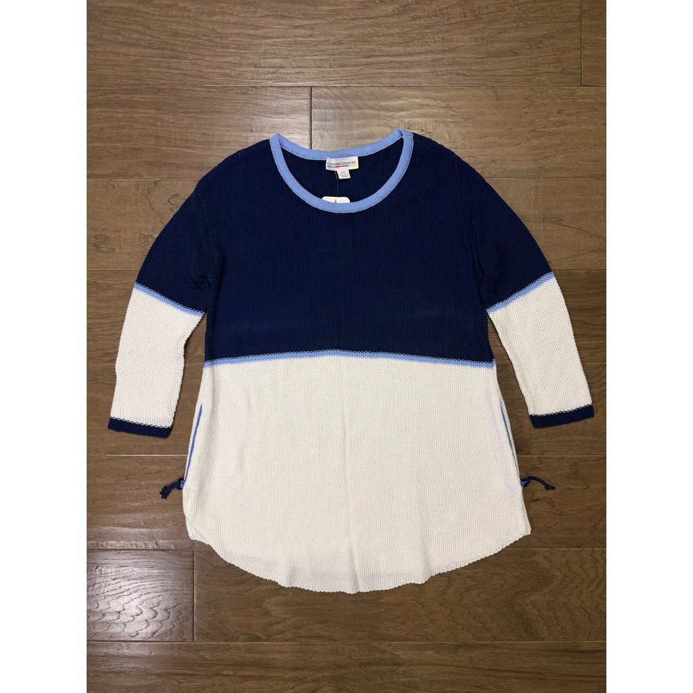 NWT Vintage Cotton‎ Country Womens Colorblock Knit Tunic Sweater Large NWT